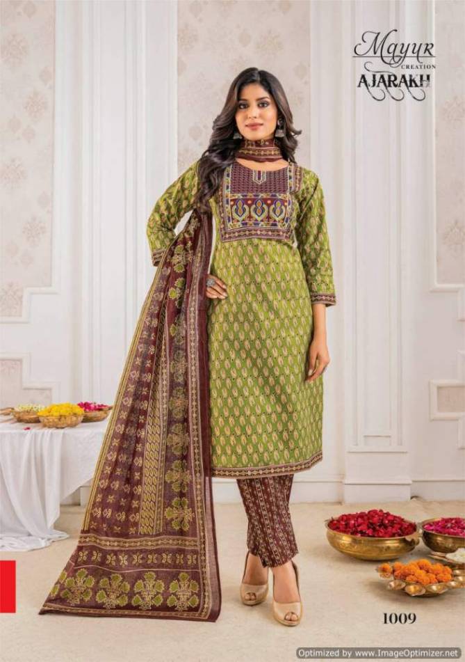 Ajrakh Vol 1 By Mayur Embroidery Patch Work Printed Cotton Dress Material Wholesale Market In Surat
